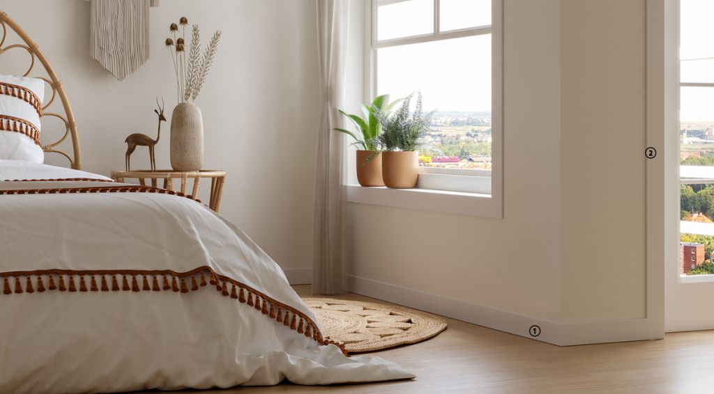 Scandinavian decor style applied in a room decorated in shades of white.