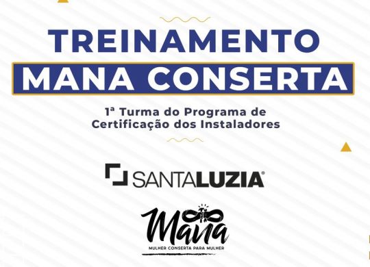 Image in shades of blue, yellow and white signaling the Santa Luzia installer certification program.