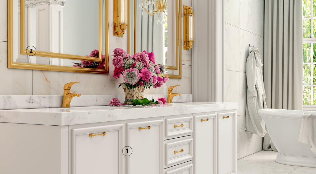 Decoração com espelhos para banheiro.