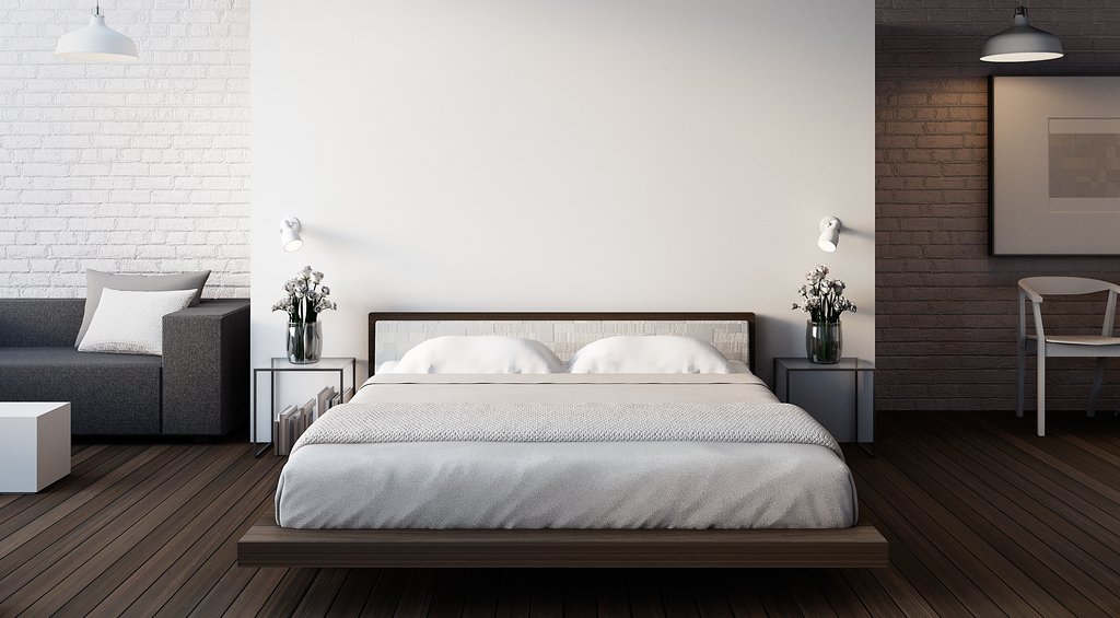 Double bedroom with minimalist decor.